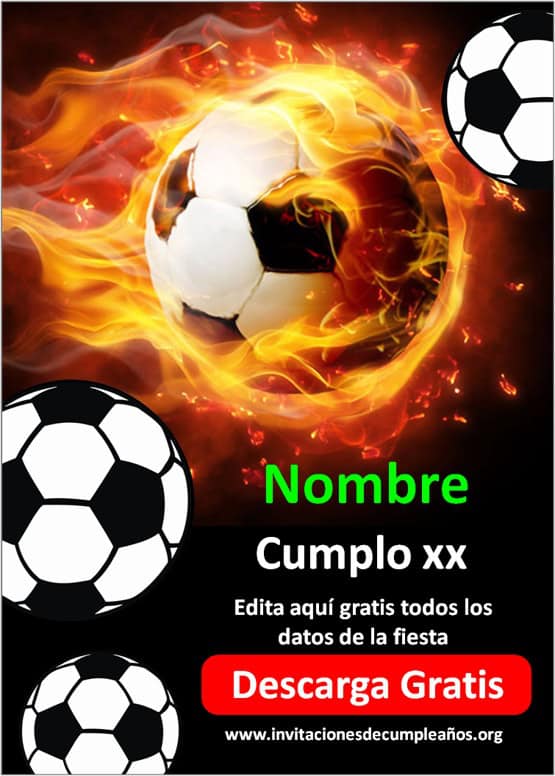 Tarjetas y Video Invitaciones de Fútbol Editables GRATIS